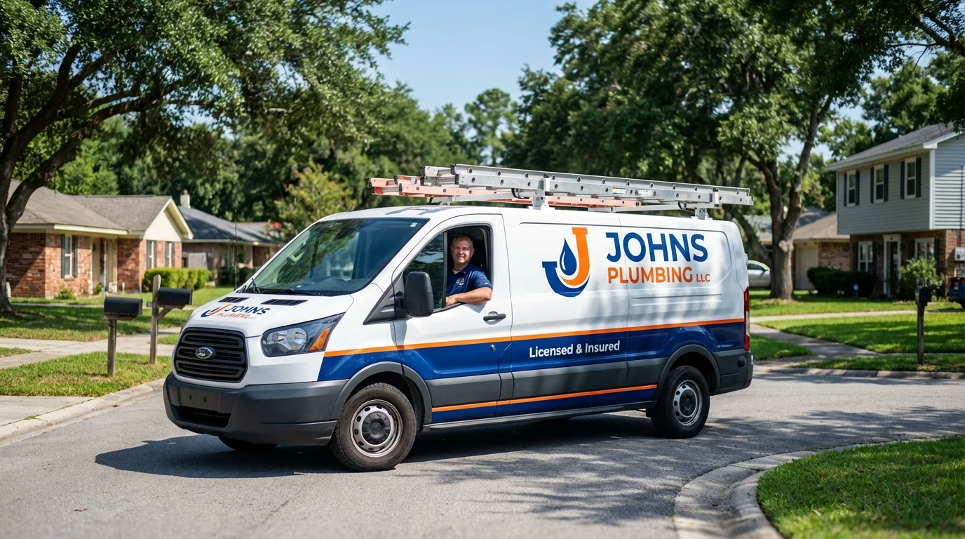 Johns Plumbing LLC service van in New London, OH